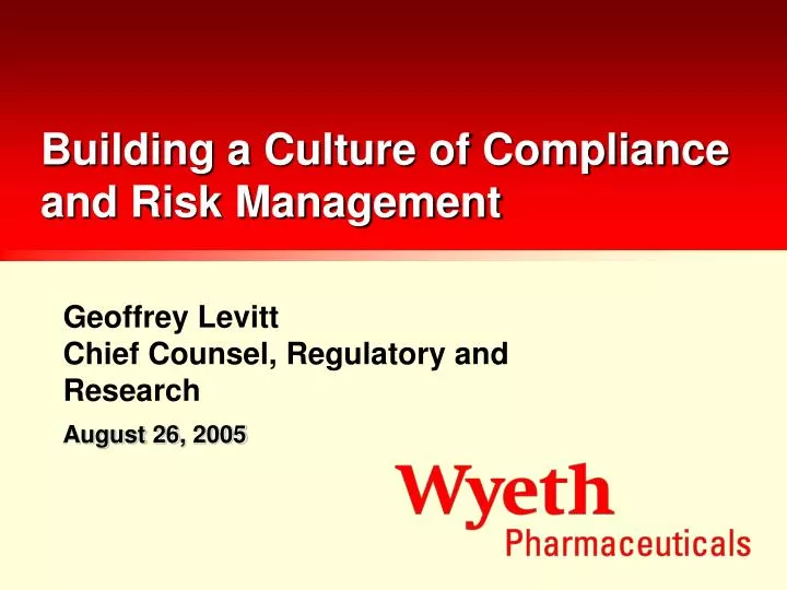 building a culture of compliance and risk management