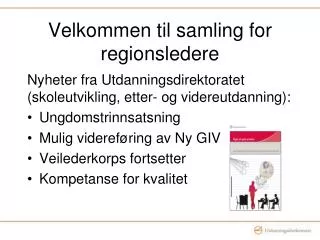 velkommen til samling for regionsledere