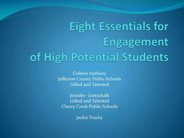 eight essentials for engagement of high potential students