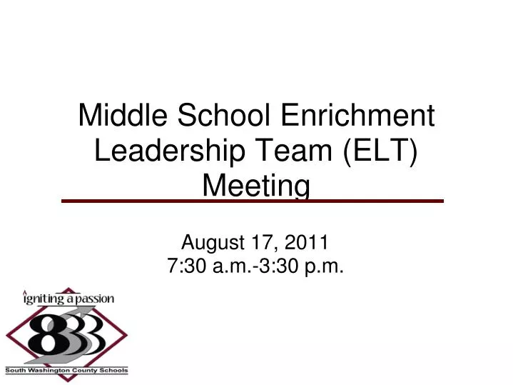 middle school enrichment leadership team elt meeting