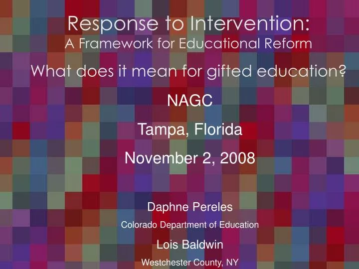 response to intervention a framework for educational reform