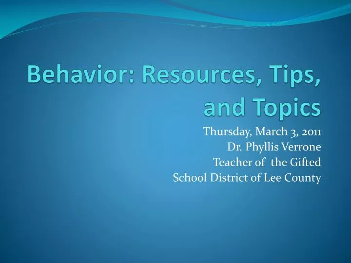 behavior resources tips and topics