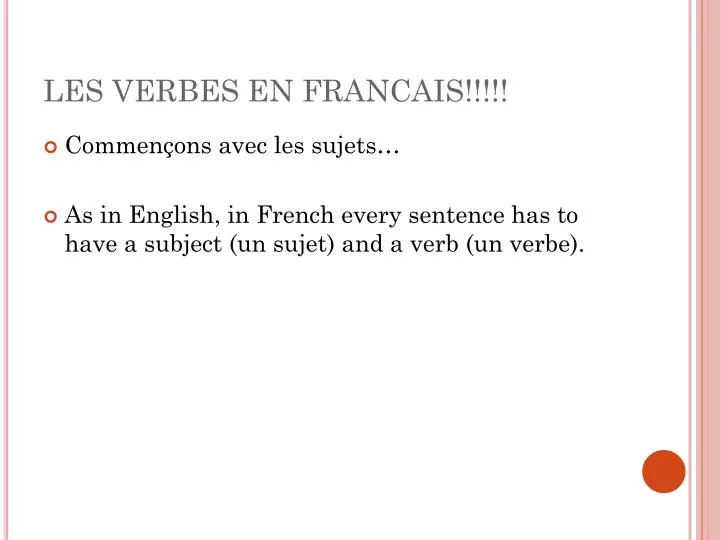 les verbes en francais