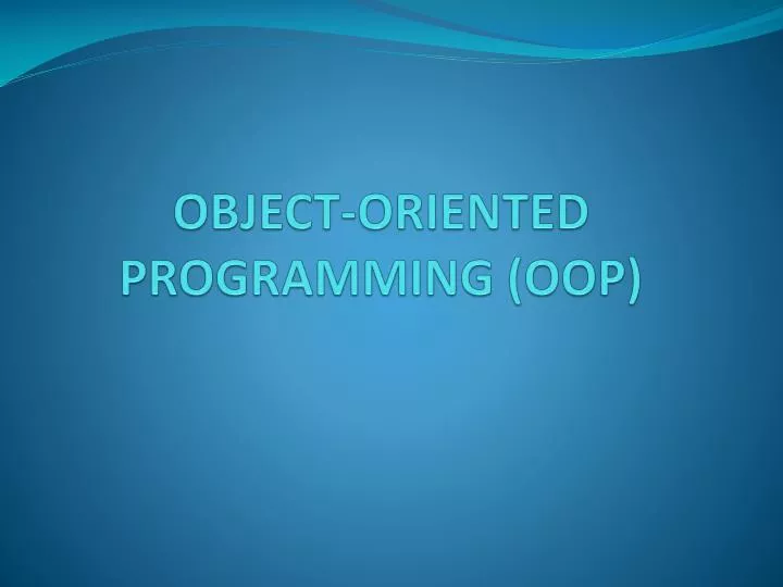 object oriented programming oop