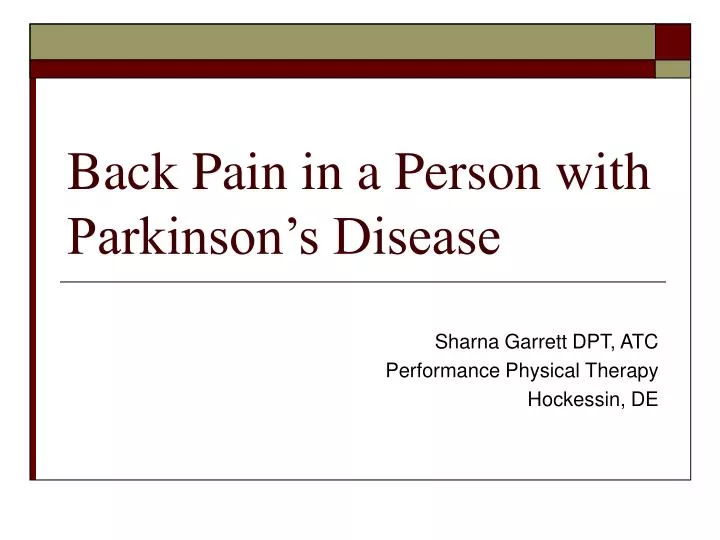 back pain in a person with parkinson s disease