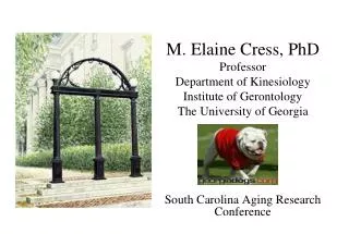 M. Elaine Cress, PhD Professor Department of Kinesiology Institute of Gerontology