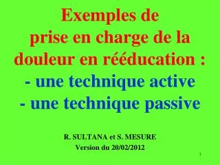 exemples de prise en charge de la douleur en r ducation une technique active une technique passive