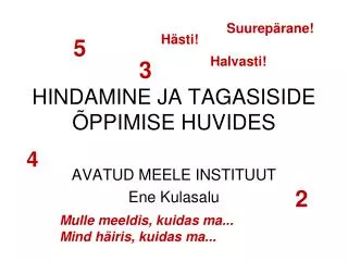 hindamine ja tagasiside ppimise huvides