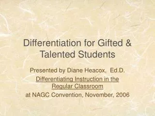 Differentiation for Gifted &amp; Talented Students