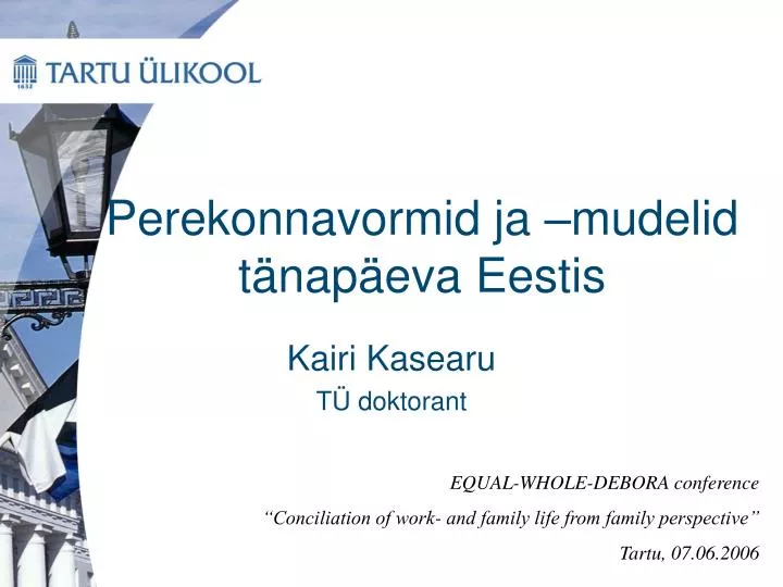 perekonnavormid ja mudelid t nap eva eestis
