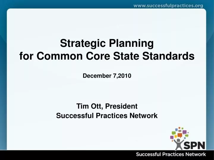 strategic planning for common core state standards december 7 2010