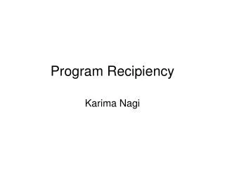 Program Recipiency