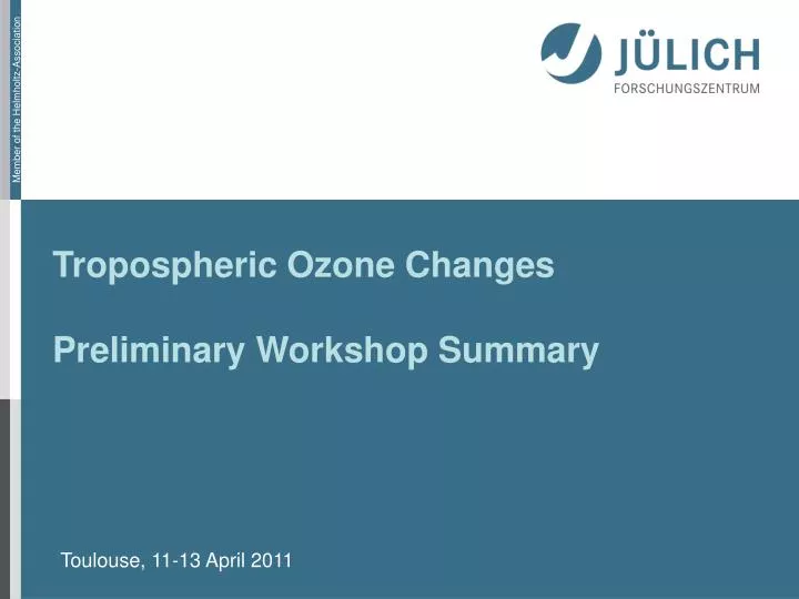 Tropospheric Ozone Changes Preliminary Workshop Summary