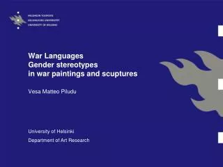 War Languages Gender stereotypes in war paintings and scuptures