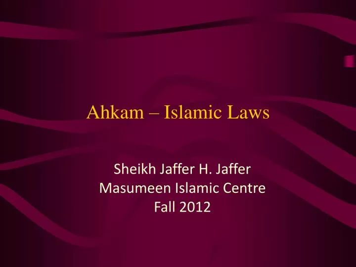 ahkam islamic laws
