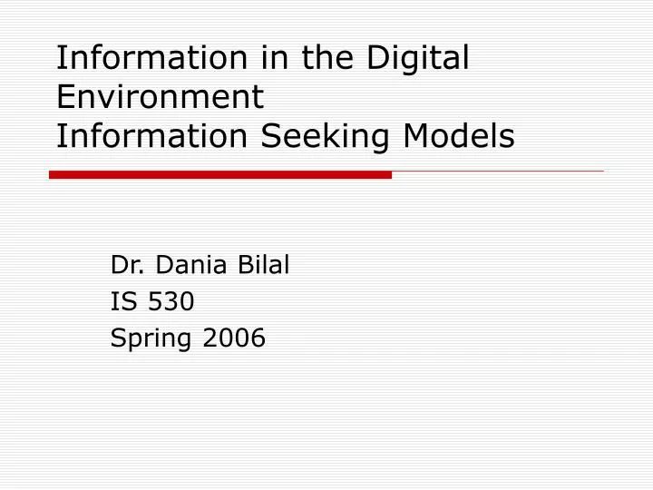information in the digital environment information seeking models