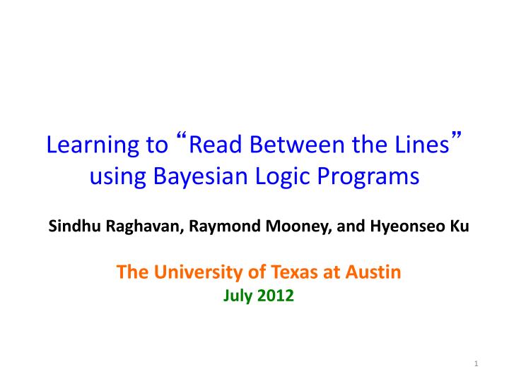 learning to read between the lines using bayesian logic programs