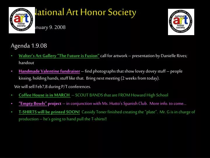 national art honor society january 9 2008