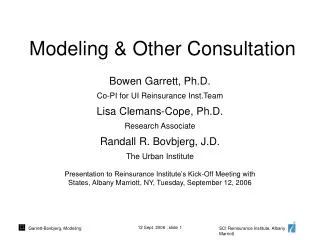 Modeling &amp; Other Consultation