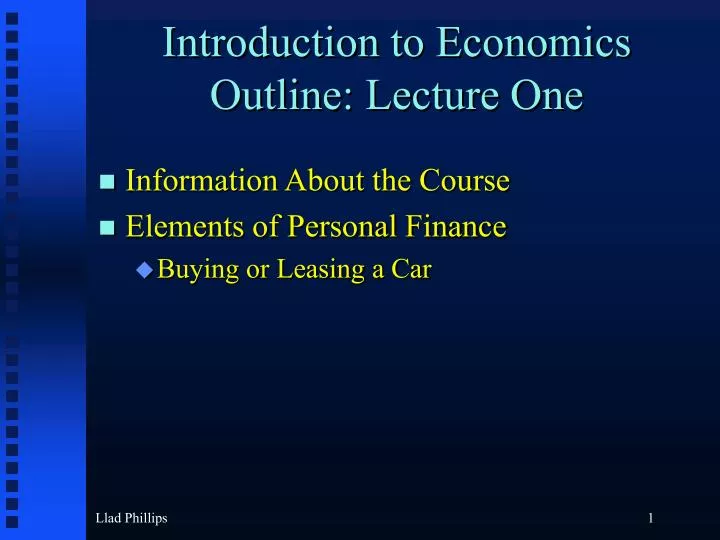 introduction to economics outline lecture one