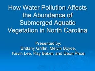 How Water Pollution Affects the Abundance of Submerged Aquatic Vegetation in North Carolina