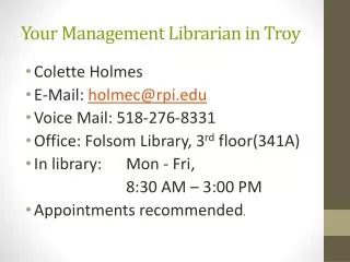 Your Management Librarian in Troy