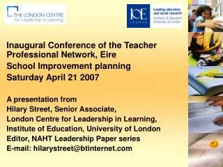 Inaugural Conference of the Teacher Professional Network, Eire School Improvement planning