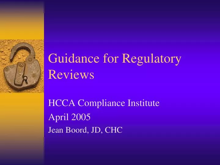 guidance for regulatory reviews