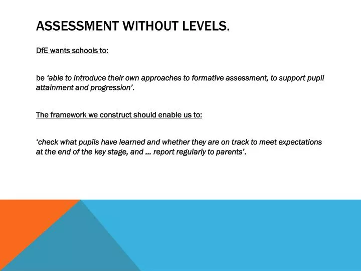 assessment without levels
