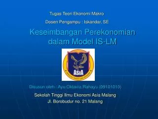 keseimbangan perekonomian dalam model is lm