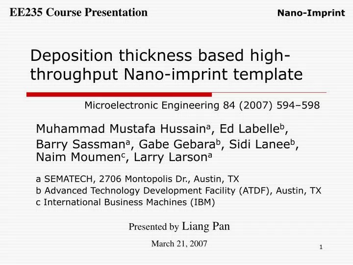 deposition thickness based high throughput n ano imprint template