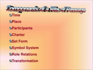 Time Place Participants Charter Set Form Symbol System Role Relations Transformation