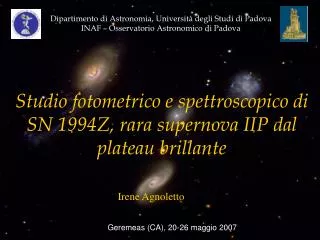 Studio fotometrico e spettroscopico di SN 1994Z, rara supernova IIP dal plateau brillante
