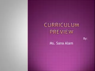 Curriculum Preview