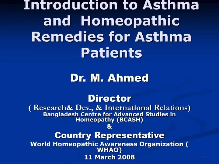 introduction to asthma and homeopathic remedies for asthma patients