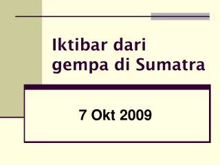iktibar dari gempa di sumatra