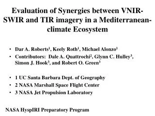 Evaluation of Synergies between VNIR-SWIR and TIR imagery in a Mediterranean-climate Ecosystem