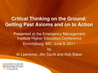 Critical Thinking on the Ground: Getting Past Axioms and on to Action