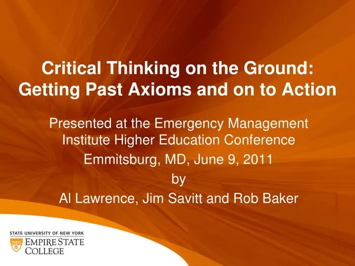 critical thinking on the ground getting past axioms and on to action