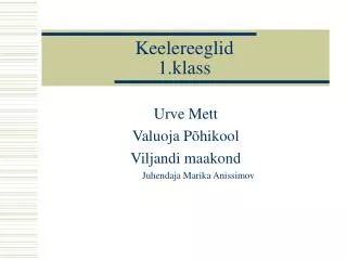 keelereeglid 1 klass