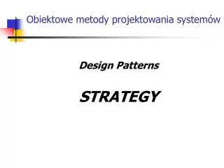 obiektowe metody projektowania system w