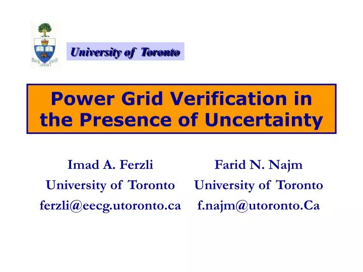 power grid verification in the presence of uncertainty