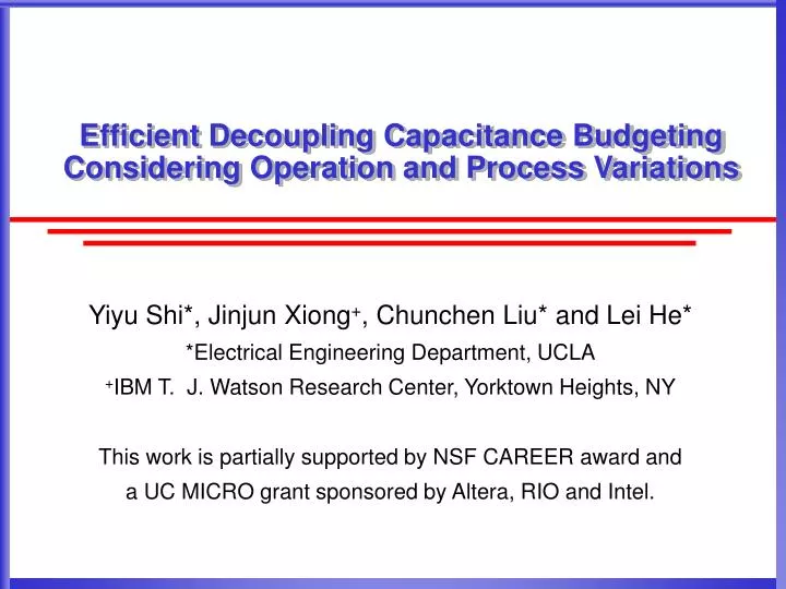 efficient decoupling capacitance budgeting considering operation and process variations