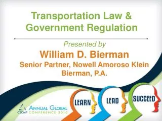 Transportation Law &amp; Government Regulation