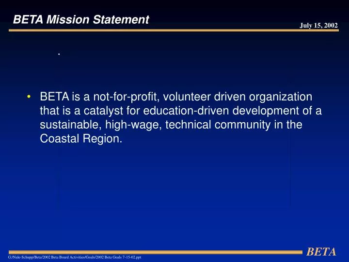 beta mission statement