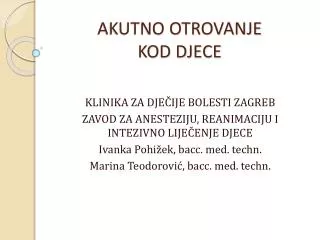 akutno otrovanje kod djece