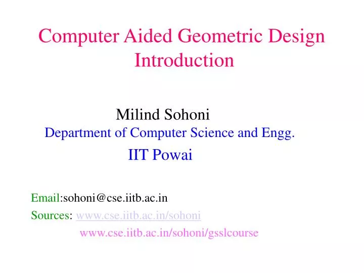 computer aided geometric design introduction