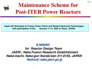 Maintenance Scheme for Post-ITER Power Reactors