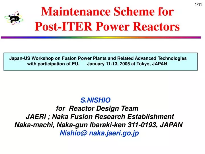 maintenance scheme for post iter power reactors