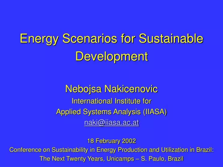 energy scenarios for sustainable development